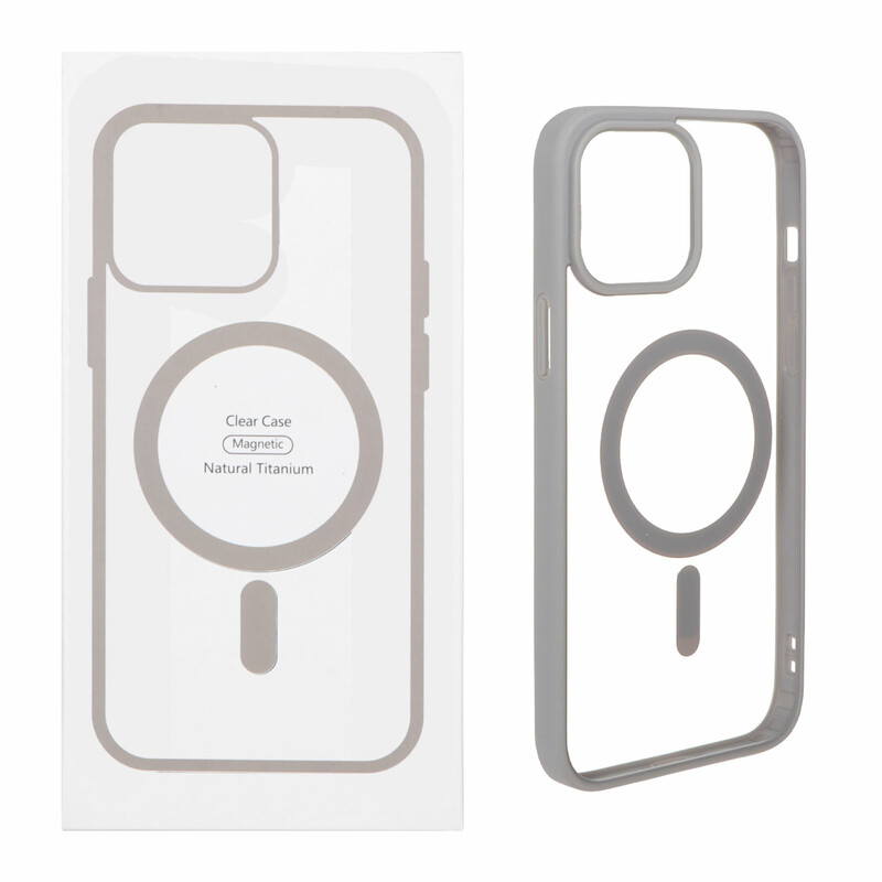 قاب شفاف Apple iPhone 13 Pro Max با قابلیت شارژ MagSafe - خاکستری (پک دار)
