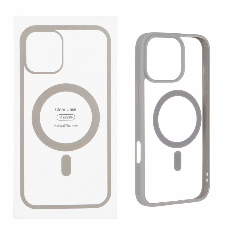قاب شفاف Apple iPhone 16 Pro Max با قابلیت شارژ MagSafe - خاکستری روشن (پک دار)