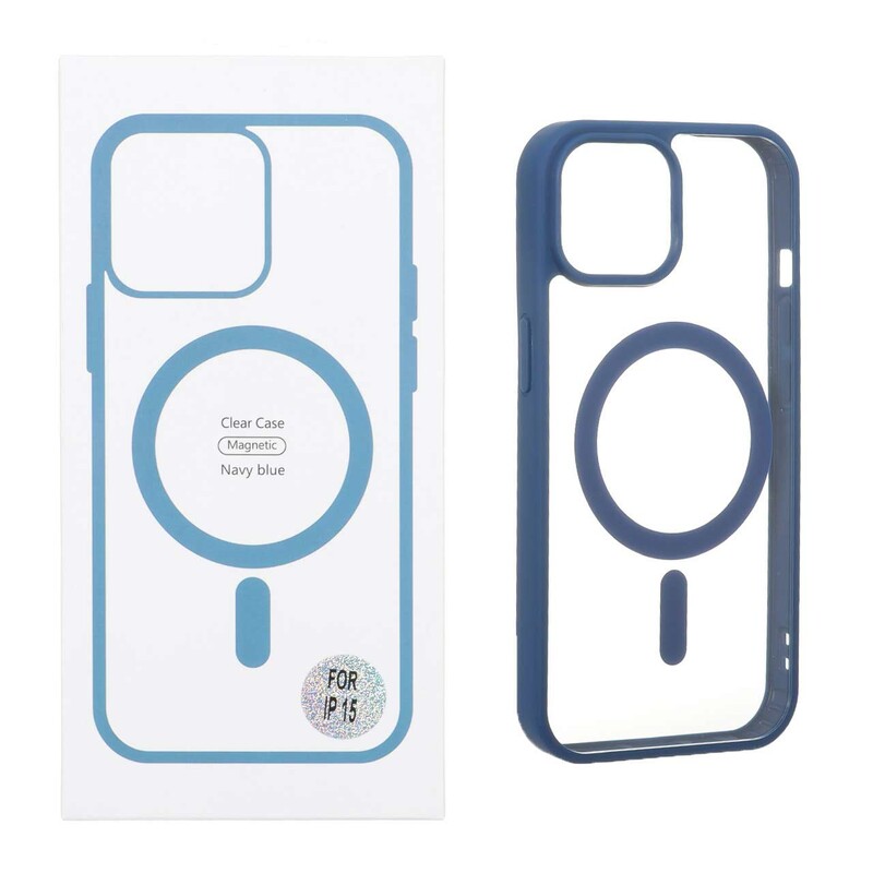 قاب شفاف Apple iPhone 15 / iPhone 14 / iPhone 13 با قابلیت شارژ MagSafe - سرمه ای (پک دار)
