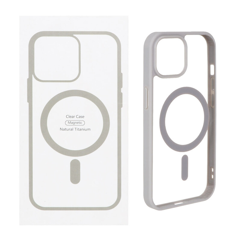 قاب شفاف Apple iPhone 15 / iPhone 14 / iPhone 13 با قابلیت شارژ MagSafe - طوسی (پک دار)