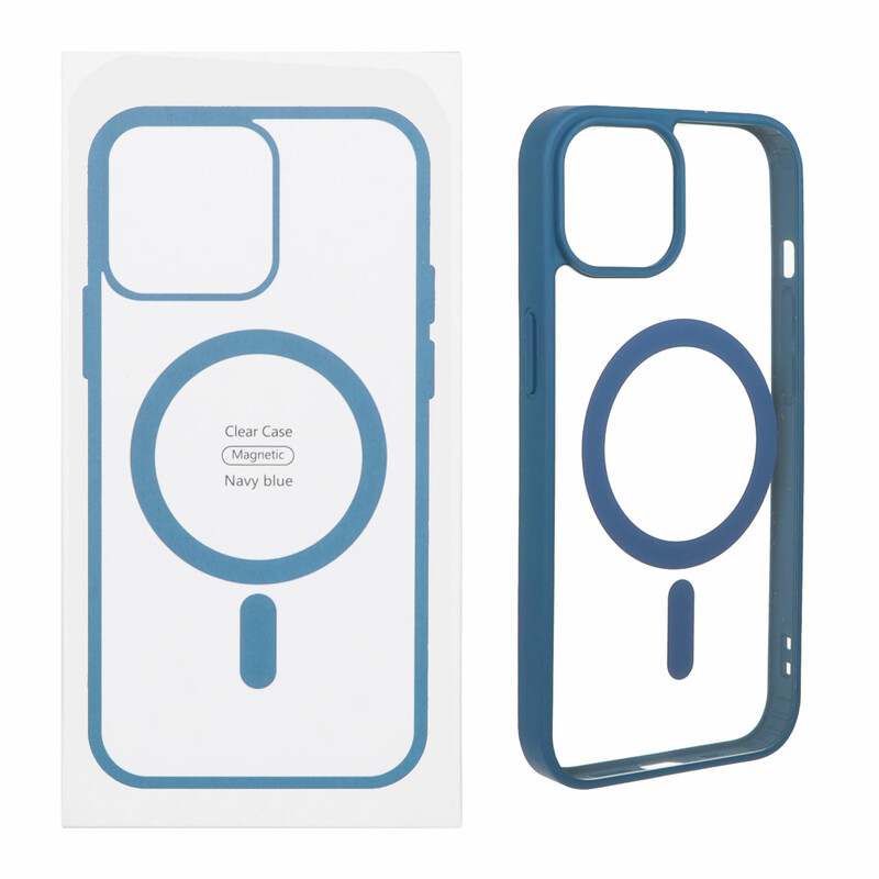 قاب شفاف Apple iPhone 13 / iPhone 14 با قابلیت شارژ MagSafe - سرمه ای (پک دار)