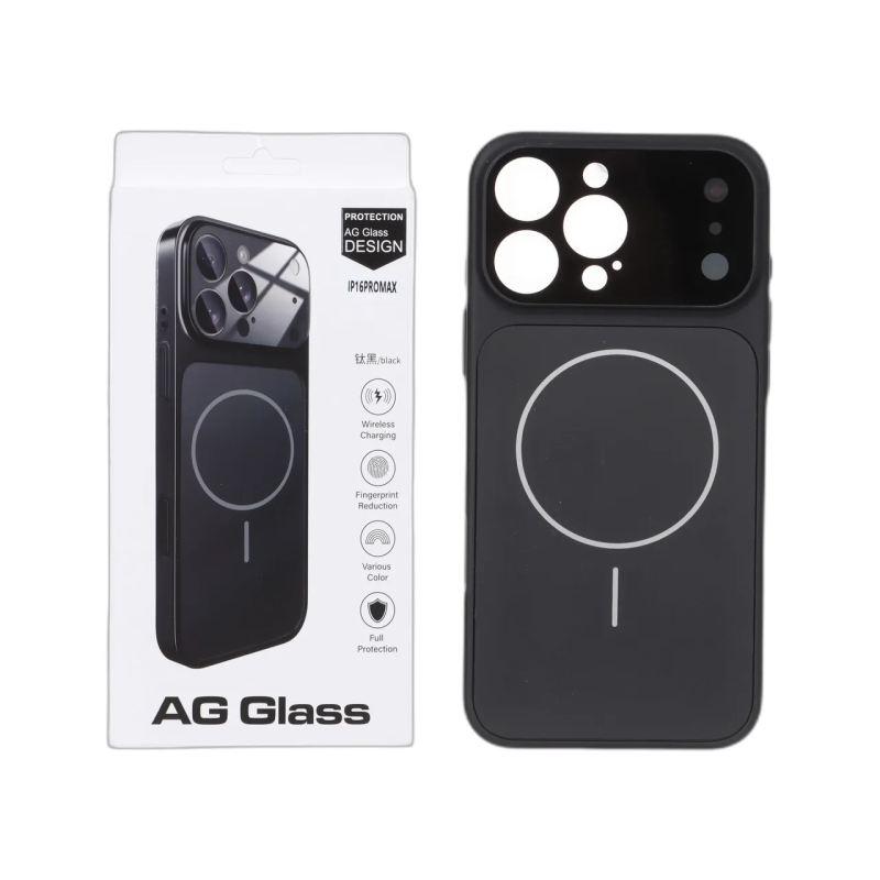 قاب اورجینال AG Glass محافظ لنز برجسته براق Magsafe مدل Apple iPhone 16 Pro Max - مشکی
