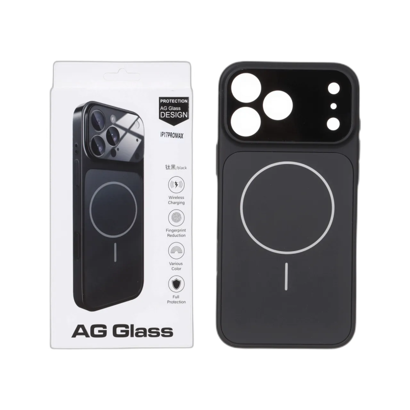قاب اورجینال AG Glass محافظ لنز برجسته براق Magsafe مدل Apple iPhone 17 Pro Max - مشکی