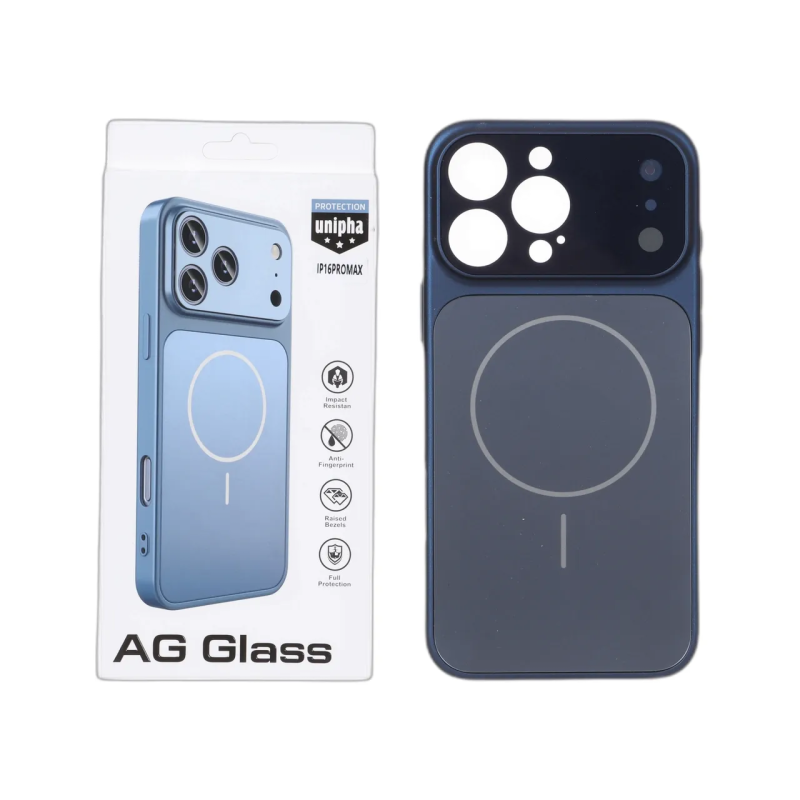 قاب اورجینال AG Glass محافظ لنز برجسته براق Magsafe مدل Apple iPhone 16 Pro Max - سرمه ای