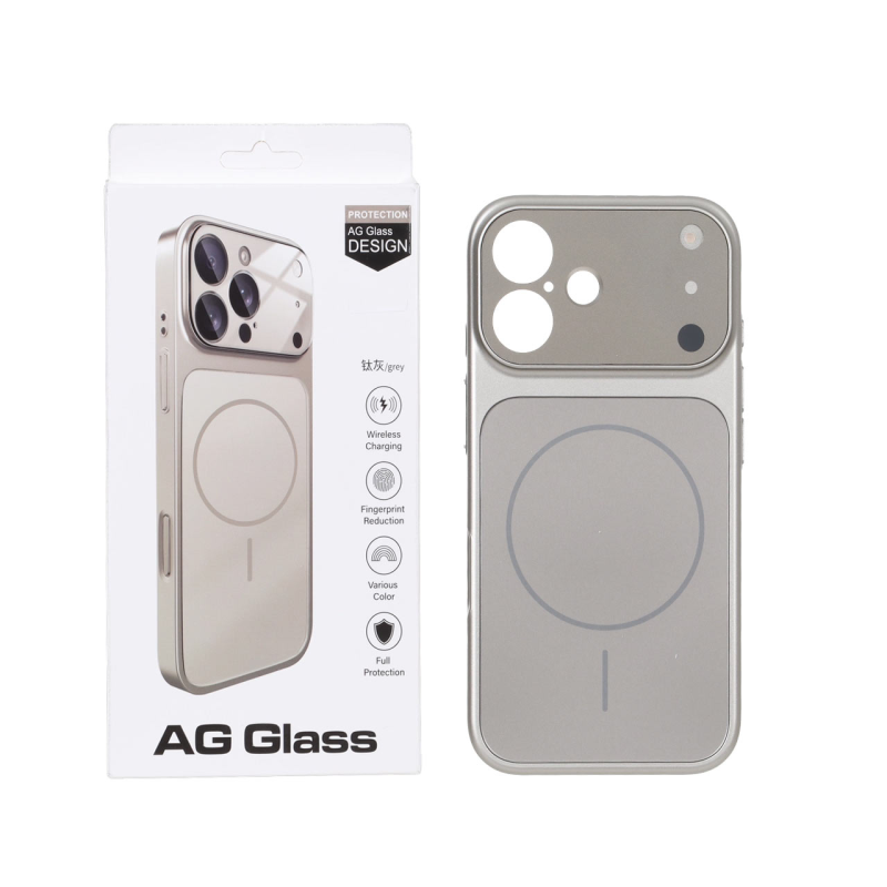 قاب اورجینال AG Glass محافظ لنز برجسته براق Magsafe مدل Apple iPhone 16 - خاکستری