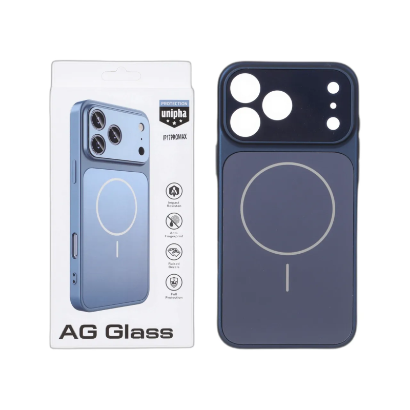 قاب اورجینال AG Glass محافظ لنز برجسته براق Magsafe مدل Apple iPhone 17 Pro Max - سرمه ای