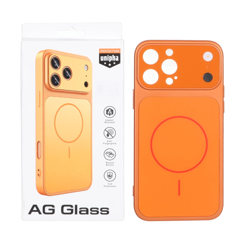 قاب اورجینال AG Glass محافظ لنز برجسته براق Magsafe مدل Apple iPhone 13 Pro Max - نارنجی (پک دار) - MPS