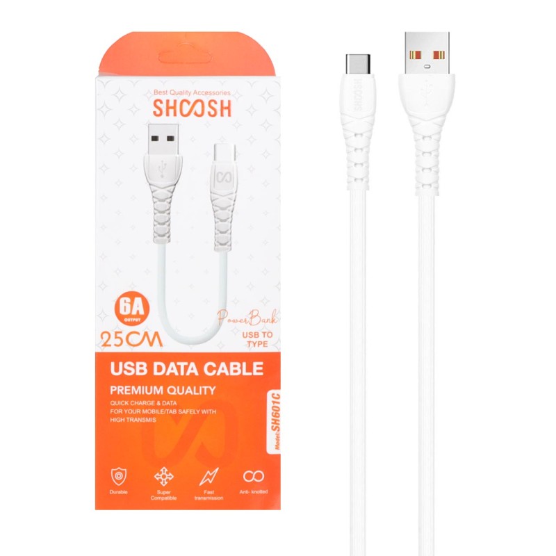 کابل شارژ فست پاوربانک Shoosh Type-C مدل SH-601C - سفید - SMO