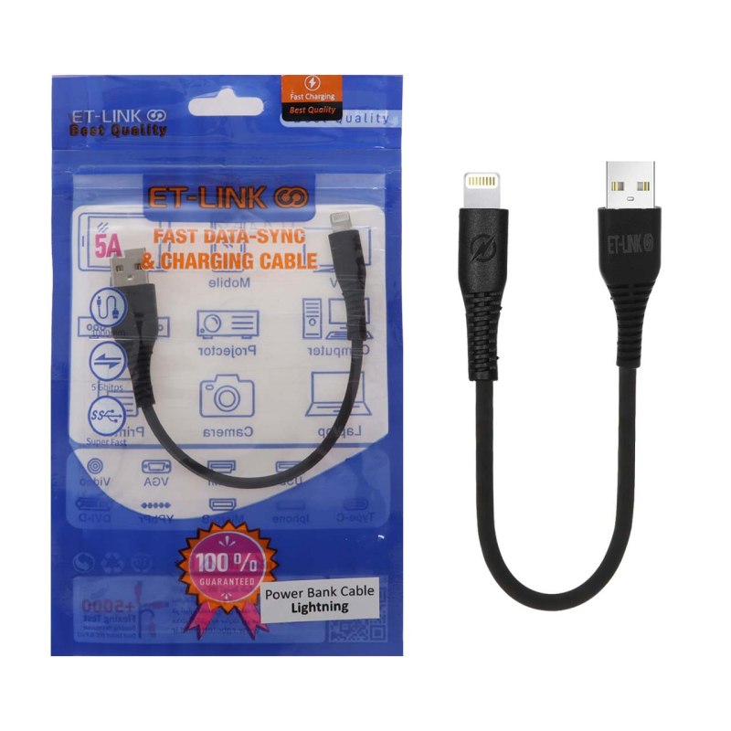 کابل شارژ فست پاوربانک آیفون ET-LINK - مشکی