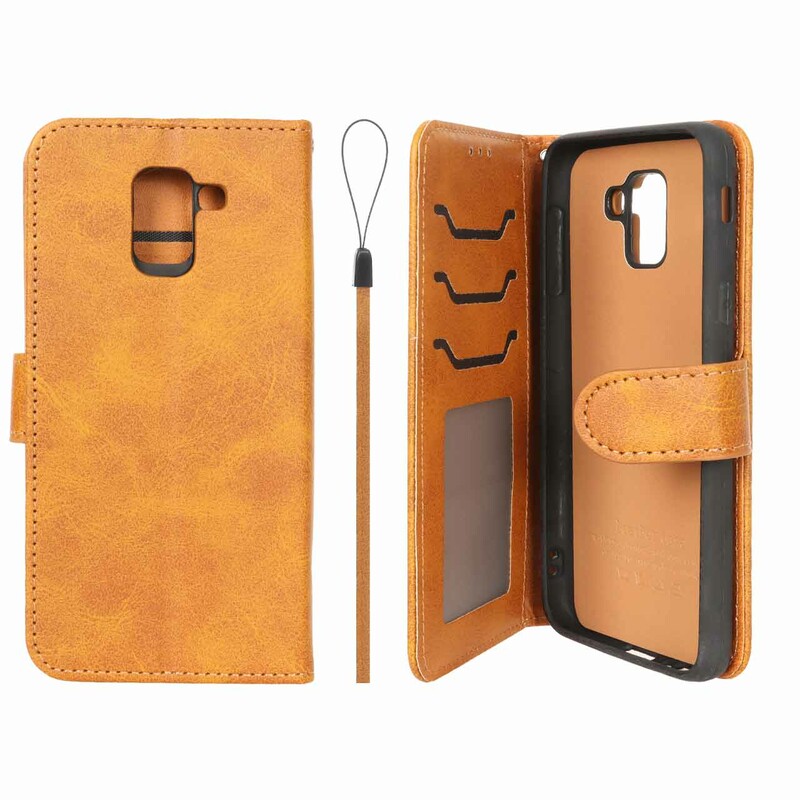 کیف موبایل مگنتی درجه یک داخل خز MNC Plus مدل Samsung Galaxy J6 2018 / J600 - عسلی