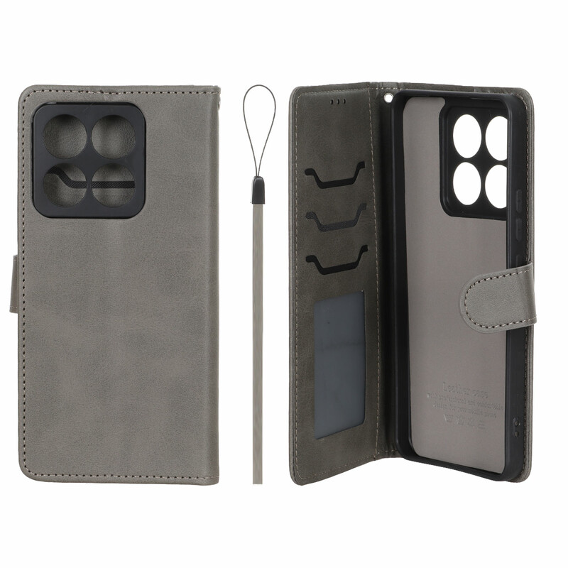 کیف موبایل مگنتی درجه یک داخل خز MNC Plus مدل Xiaomi Mi 14T - خاکستری