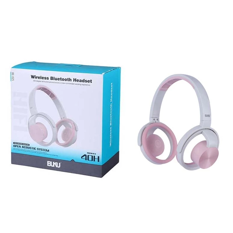 هدفون بی سیم BUKU مدل BE-025 - سفید - MMS (گارانتی شش ماهه YA)