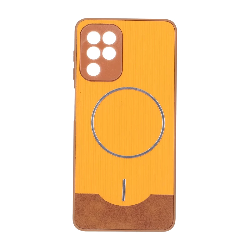 قاب Line Case جیر MagSafe فلزی محافظ لنزدار Samsung Galaxy A22 4G / M22 / M32 4G / F22 - نارنجی
