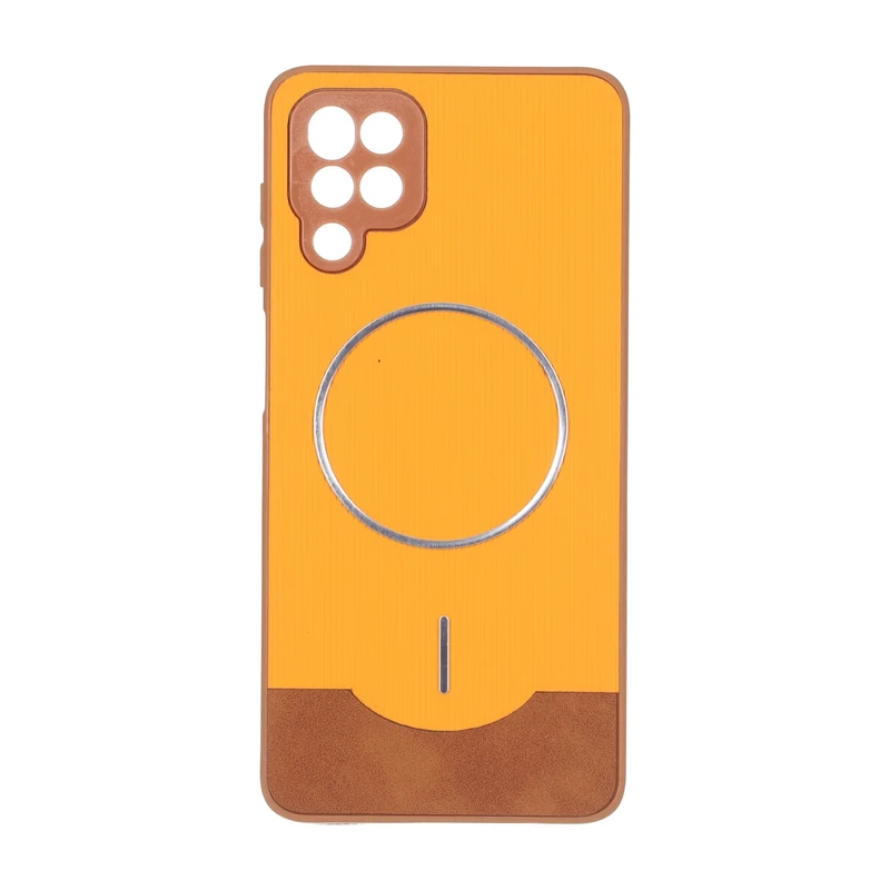 قاب Line Case جیر MagSafe فلزی محافظ لنزدار Samsung Galaxy A12 / M12 / F12 - نارنجی