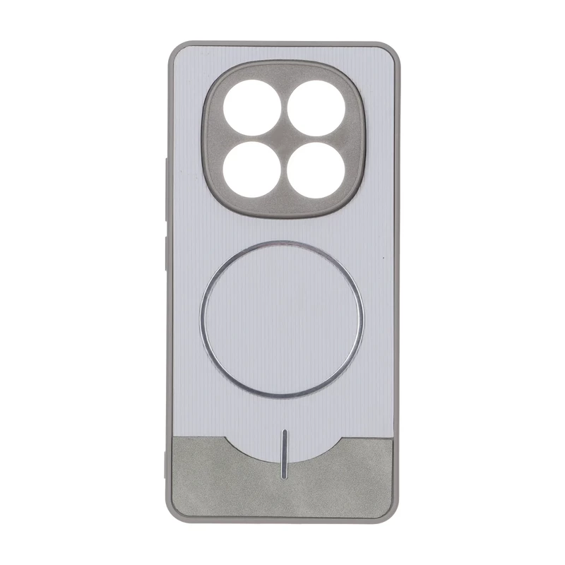 قاب Line Case جیر MagSafe فلزی محافظ لنزدار Xiaomi Redmi Note 14 Pro 4G - طوسی