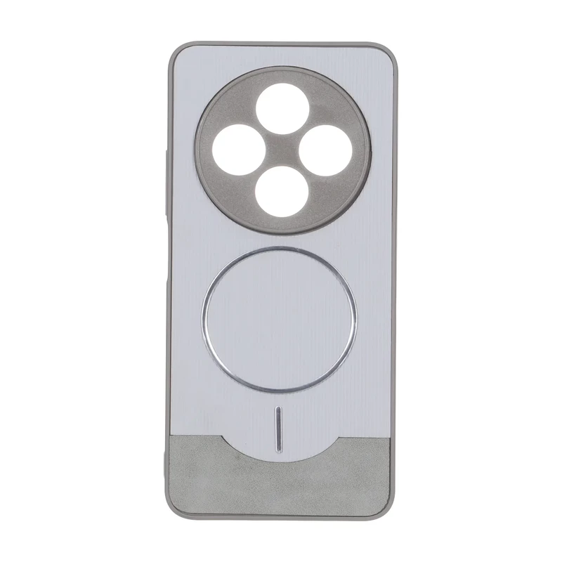 قاب Line Case جیر MagSafe فلزی محافظ لنزدار Xiaomi Redmi 14C / Redmi A4 / Poco C75 - طوسی