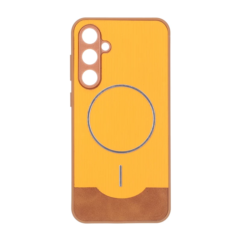 قاب Line Case جیر MagSafe فلزی محافظ لنزدار Samsung Galaxy S23 FE - نارنجی