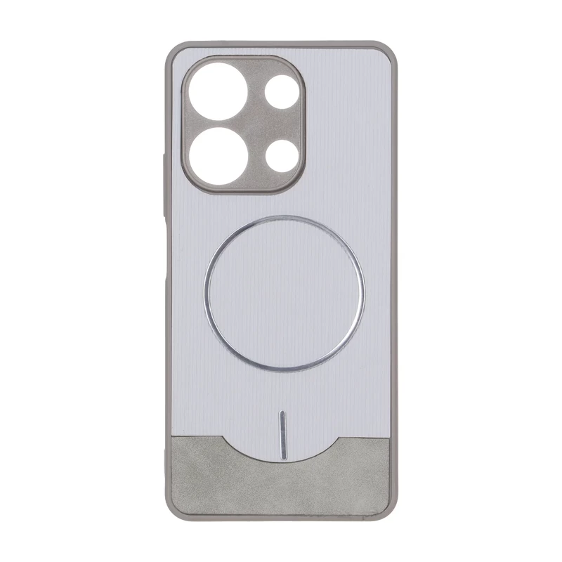 قاب Line Case جیر MagSafe فلزی محافظ لنزدار Xiaomi Redmi Note 13 4G - طوسی