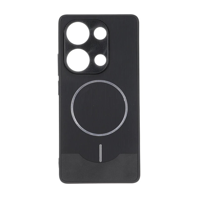 قاب Line Case جیر MagSafe فلزی محافظ لنزدار Xiaomi Redmi Note 14S / Note 13 Pro 4G / Poco M6 Pro 4G - مشکی