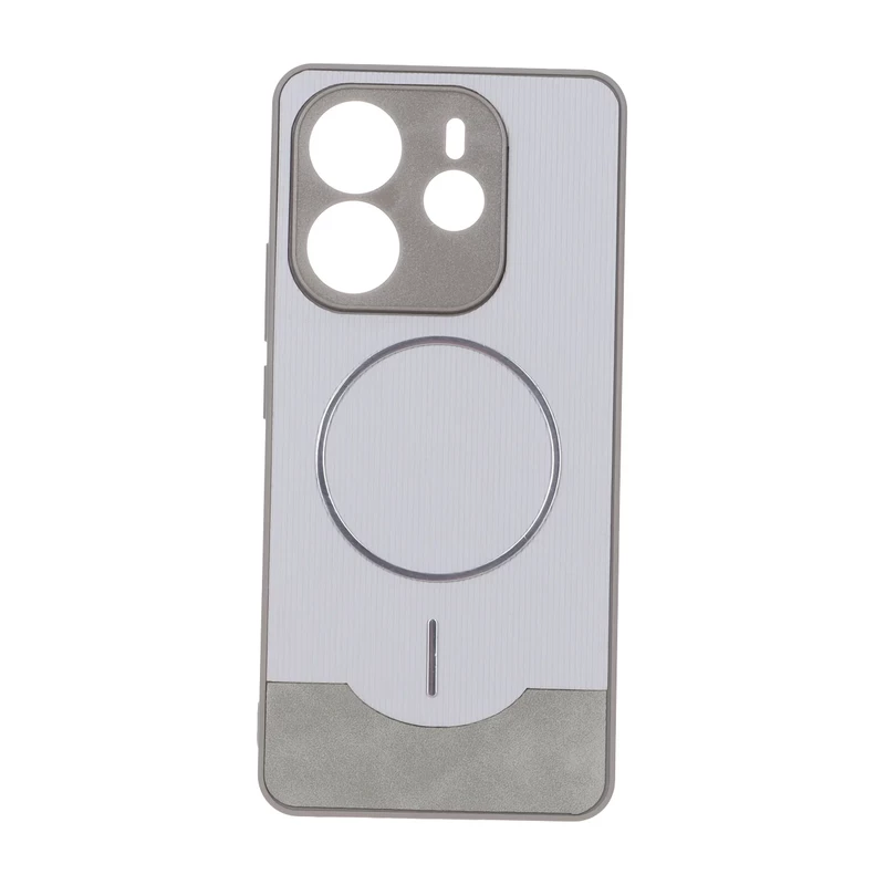 قاب Line Case جیر MagSafe فلزی محافظ لنزدار Xiaomi Redmi Note 14 4G - طوسی
