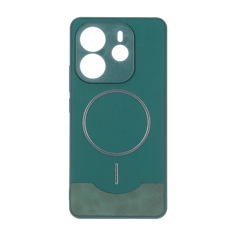 قاب Line Case جیر MagSafe فلزی محافظ لنزدار Xiaomi Redmi Note 14 4G - سبز