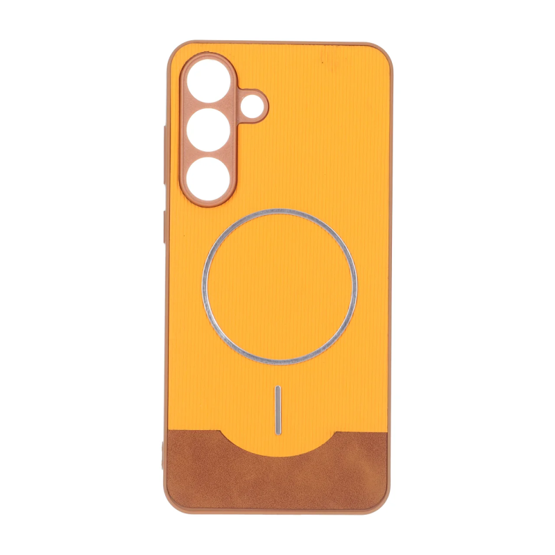 قاب Line Case جیر MagSafe فلزی محافظ لنزدار Samsung Galaxy S25 FE - نارنجی