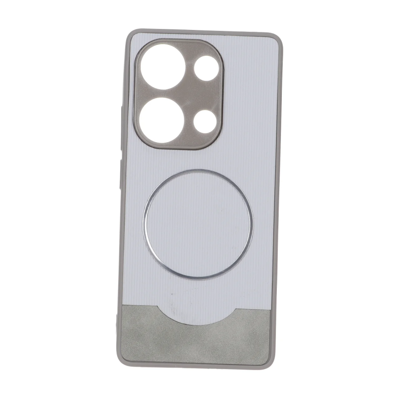 قاب Line Case جیر MagSafe فلزی محافظ لنزدار Xiaomi Redmi Note 14S / Note 13 Pro 4G / Poco M6 Pro 4G - طوسی