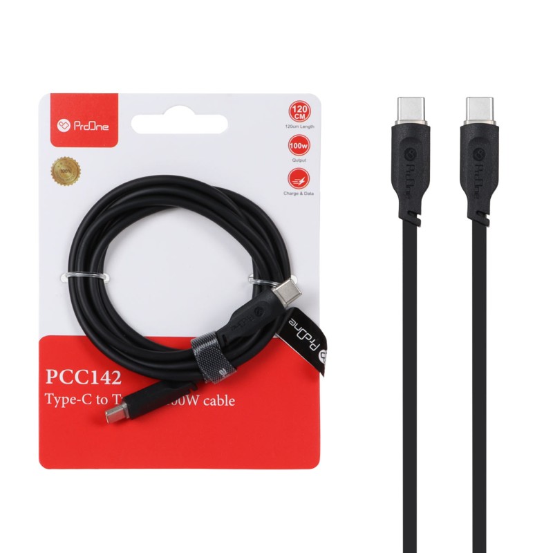 کابل شارژ فست ProOne Type-C To Type-C مدل PCC142 100W - مشکی