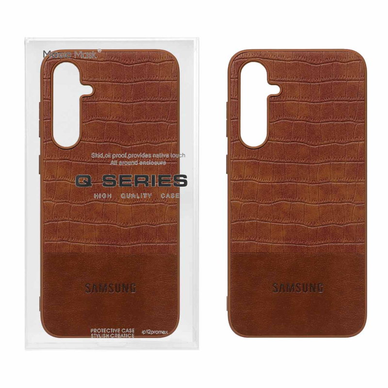 قاب چرمی کروکودیل Samsung Galaxy S23 FE - قهوه ای (پک دار)