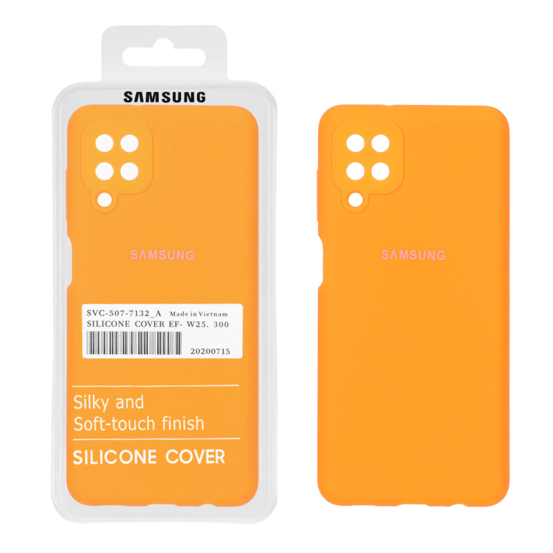 قاب سیلیکونی پاک کنی اورجینال درجه یک Samsung Galaxy A12 / M12 / F12 - نارنجی فانتزی (پک دار)