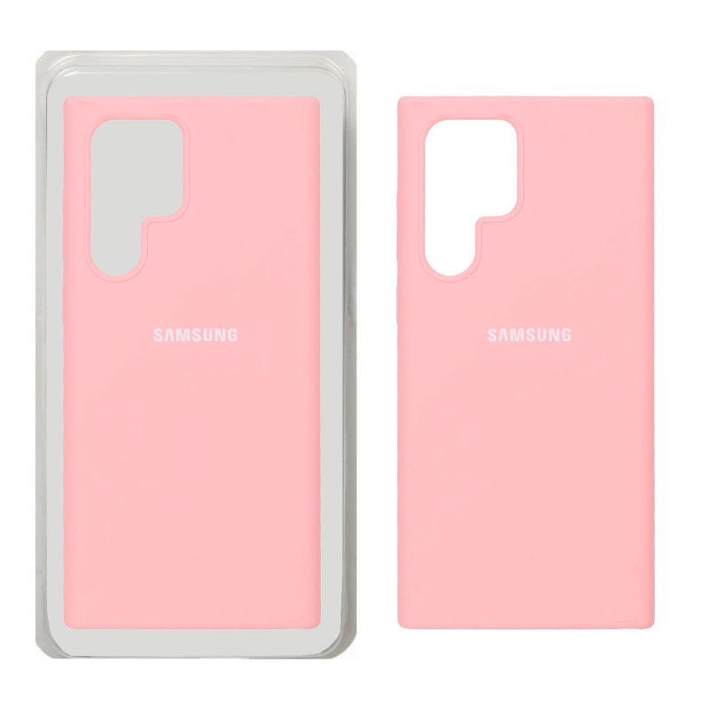 قاب سیلیکونی پاک کنی اورجینال Samsung Galaxy S22 Ultra - صورتی (پک دار)