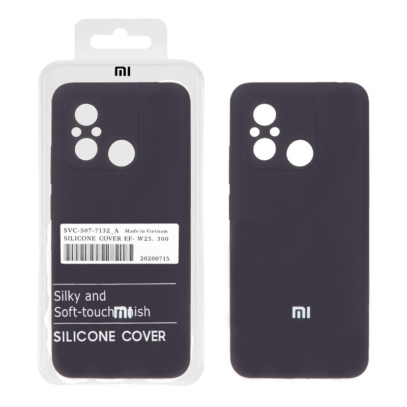 قاب سیلیکونی پاک کنی اورجینال درجه یک Xiaomi Redmi 12C / Redmi 11A / Poco C55 - بادمجانی تیره (پک دار)