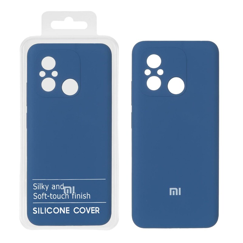 قاب سیلیکونی پاک کنی اورجینال درجه یک Xiaomi Redmi 12C / Redmi 11A / Poco C55 - آبی کاربنی (پک دار)