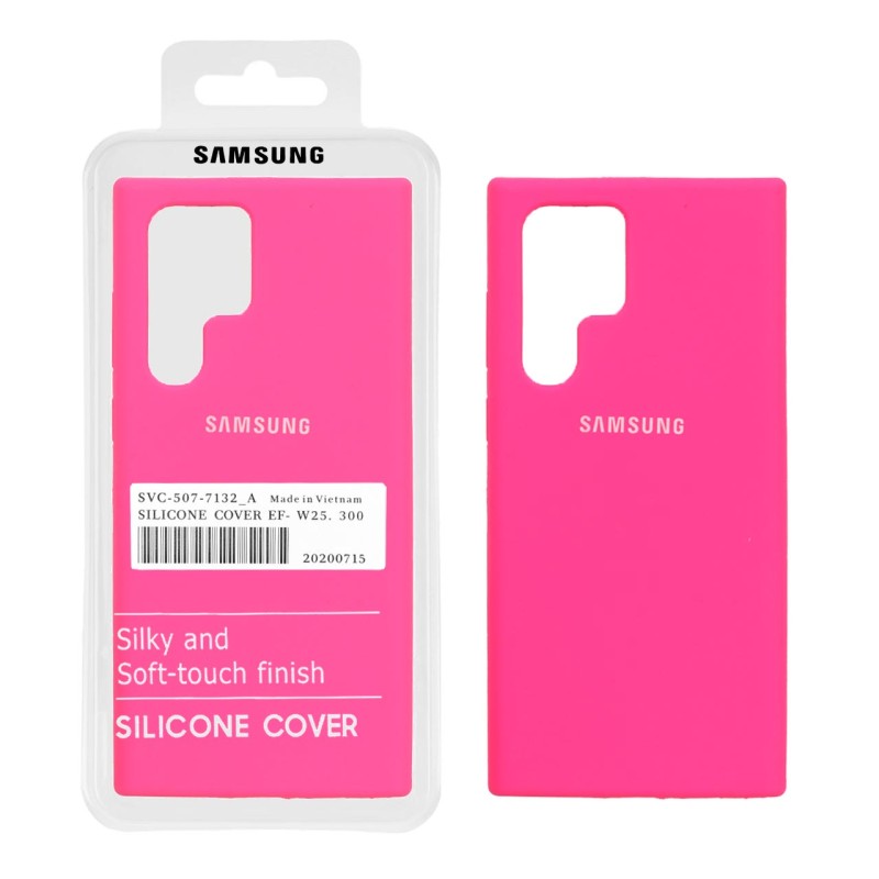 قاب سیلیکونی پاک کنی اورجینال درجه یک Samsung Galaxy S22 Ultra - صورتی فانتزی (پک دار)