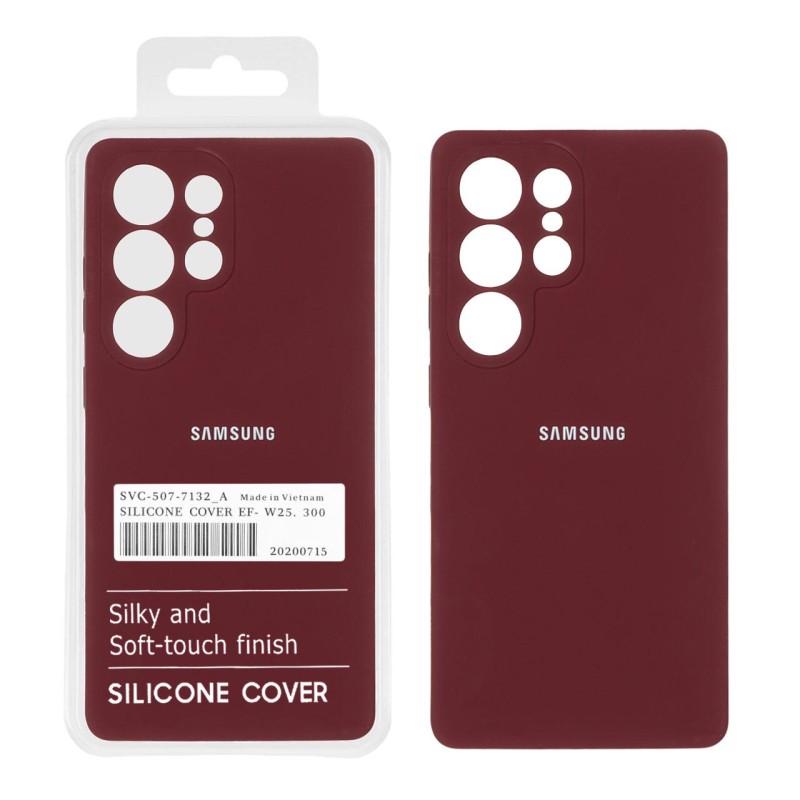 قاب سیلیکونی پاک کنی اورجینال درجه یک Samsung Galaxy S25 Ultra - زرشکی (پک دار)
