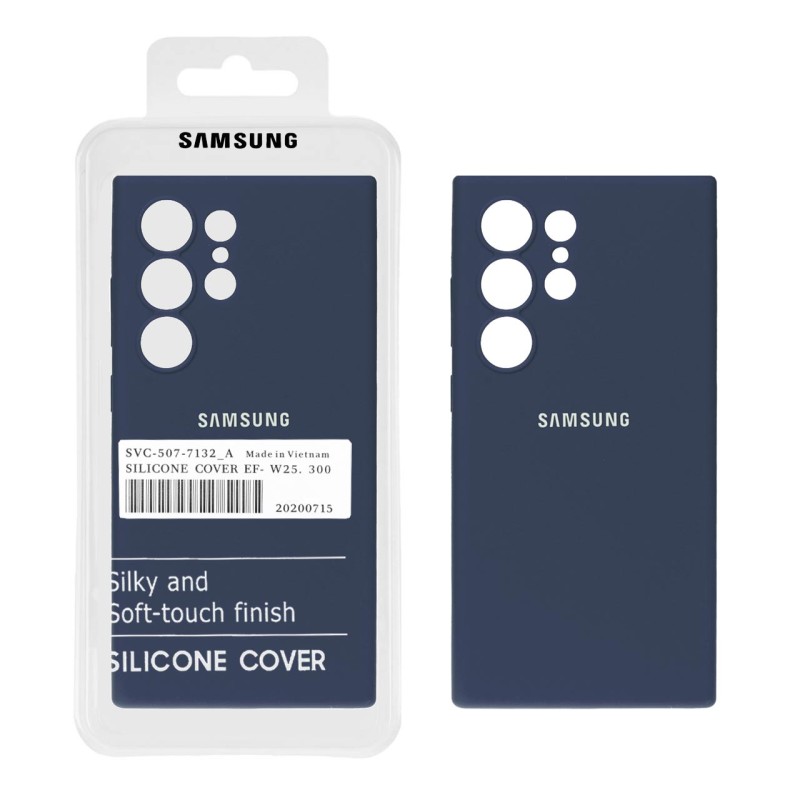 قاب سیلیکونی پاک کنی اورجینال درجه یک Samsung Galaxy S24 Ultra - سرمه ای (پک دار)