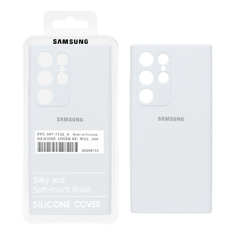 قاب سیلیکونی پاک کنی اورجینال درجه یک Samsung Galaxy S23 Ultra - سفید (پک دار)