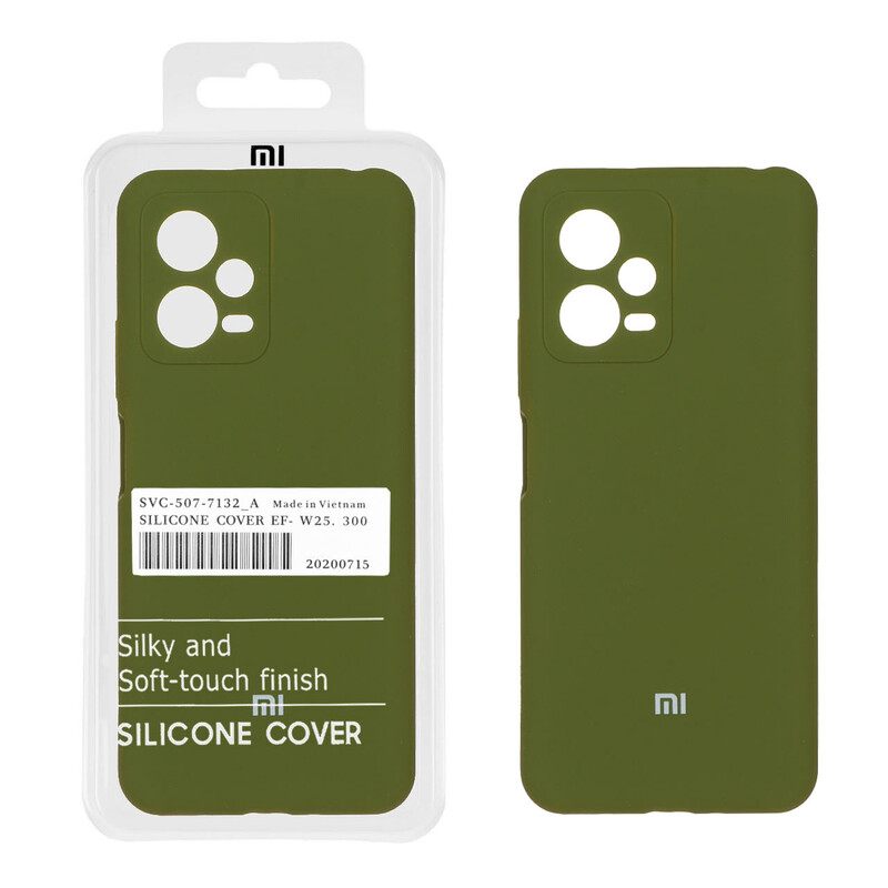 قاب سیلیکونی پاک کنی اورجینال درجه یک Xiaomi Redmi Note 12 5G / Poco X5 5G - سبز زیتونی (پک دار)