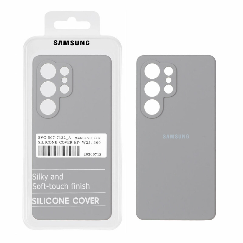 قاب سیلیکونی پاک کنی اورجینال درجه یک Samsung Galaxy S25 Ultra - طوسی (پک دار)