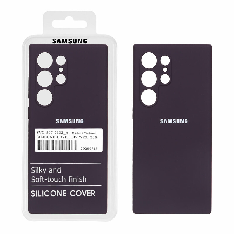 قاب سیلیکونی پاک کنی اورجینال درجه یک Samsung Galaxy S24 Ultra - بادمجانی (پک دار)