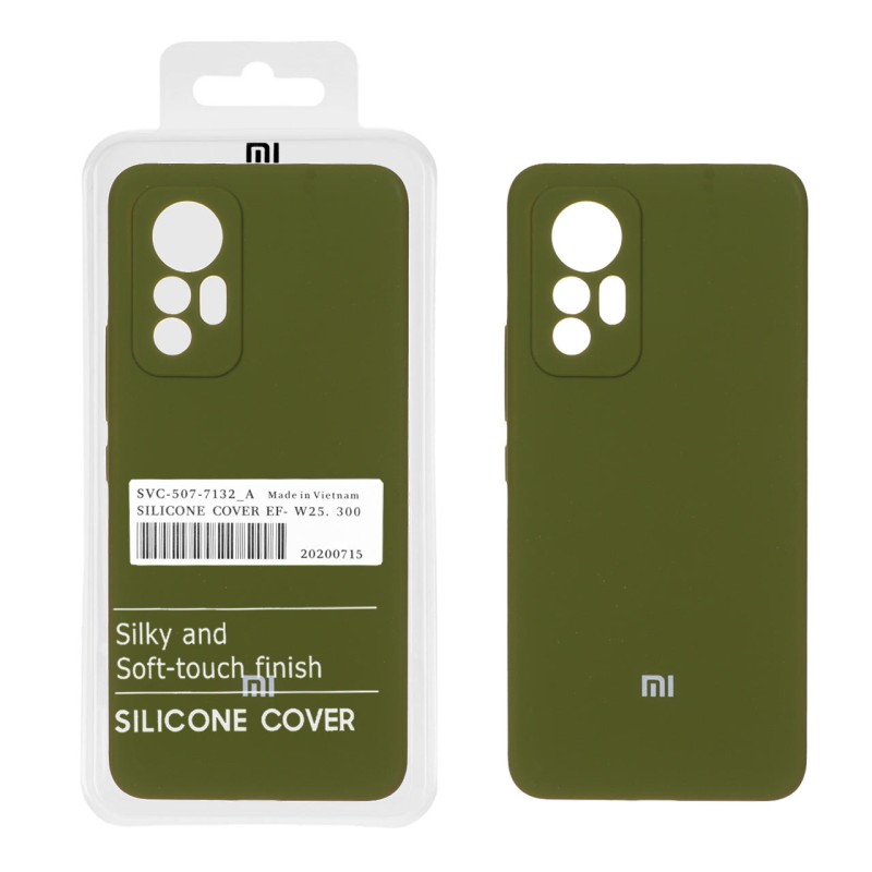 قاب سیلیکونی پاک کنی اورجینال درجه یک Xiaomi Mi 12 Lite - سبز زیتونی (پک دار)