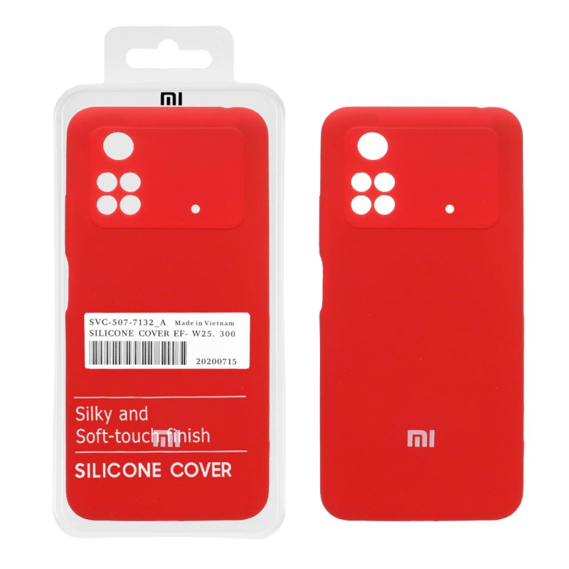 قاب سیلیکونی پاک کنی اورجینال درجه یک Xiaomi Poco M4 Pro-4G - قرمز (پک دار)