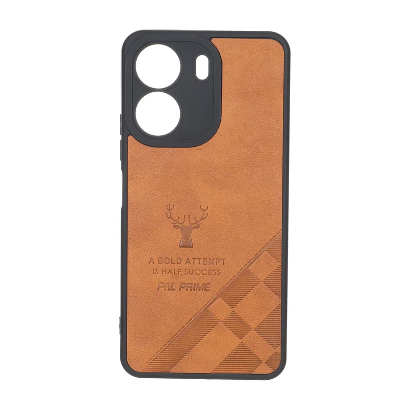 قاب طرح چرم گوزنی Pal Prime مدل Xiaomi Redmi 13C / Poco C65 - عسلی