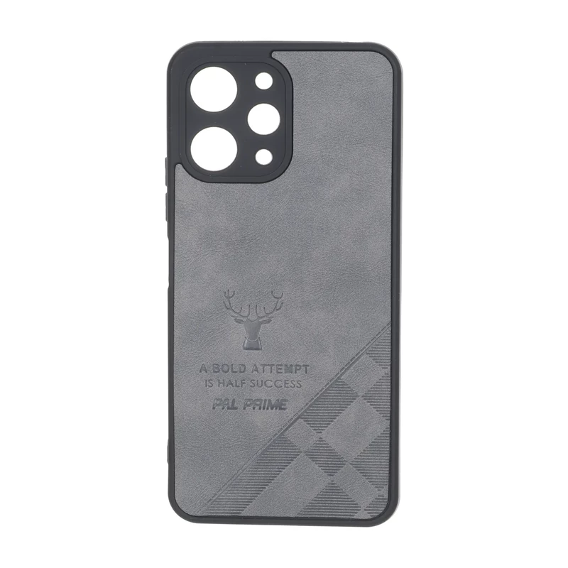 قاب طرح چرم گوزنی Pal Prime مدل Xiaomi Redmi 12 / Poco M6 Pro 5G - خاکستری