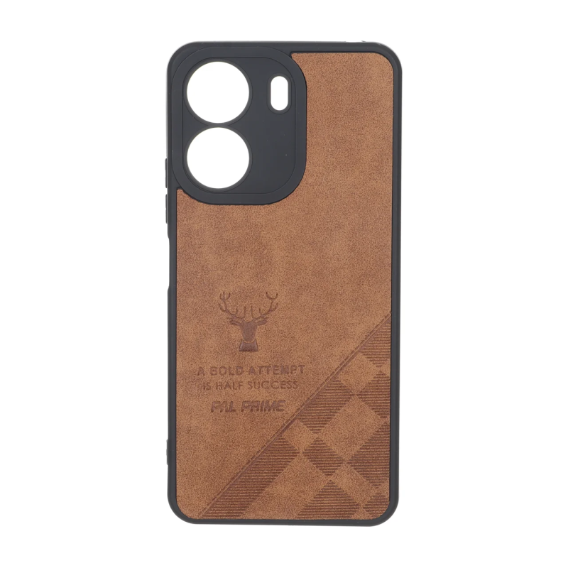 قاب طرح چرم گوزنی Pal Prime مدل Xiaomi Redmi 13C / Poco C65 - قهوه ای