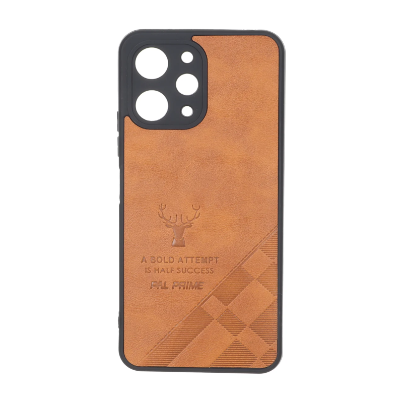 قاب طرح چرم گوزنی Pal Prime مدل Xiaomi Redmi 12 / Poco M6 Pro 5G - عسلی