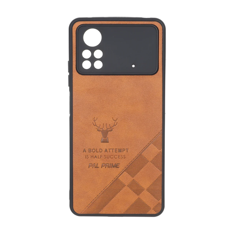 قاب طرح چرم گوزنی Pal Prime مدل Xiaomi Poco X4 Pro - عسلی