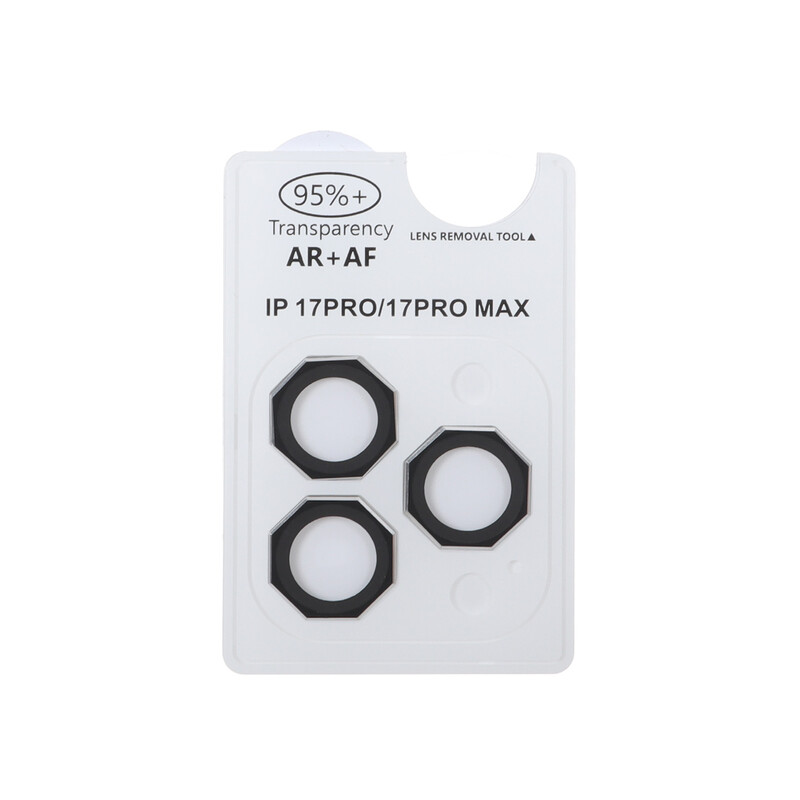 محافظ لنز رینگی اورجینال شابلون دار AR AF مدل Apple iPhone 17 Pro Max / 17 Pro - مشکی