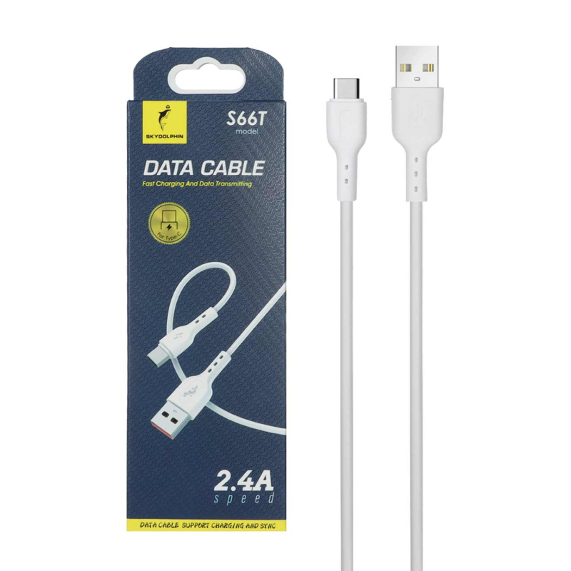 کابل شارژ فست SKY DOLPHIN Type-C مدل S66T - سفید - DST ( شش ماهه شرکتی)