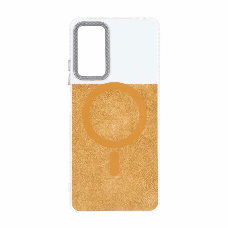 قاب مستطیلی پشت سخت براق لنز کربن طرح مگ سیف Xiaomi Redmi Note 12 Pro 4G / Redmi Note 11 Pro - نارنجی